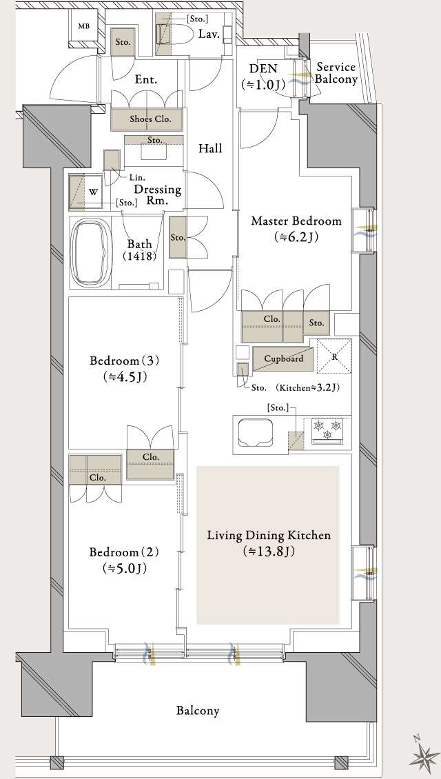 クレストタワー西日暮里 タイプD間取り図（出典：ゴールドクレスト公式）