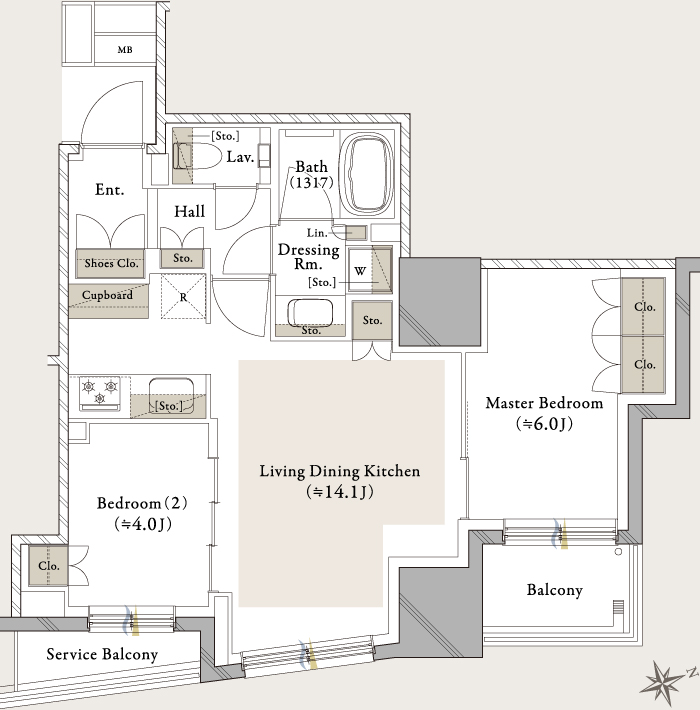 クレストタワー西日暮里 タイプE間取り図（出典：ゴールドクレスト公式）