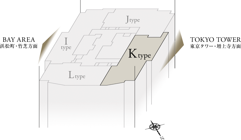 リビオタワー芝公園 Kタイプ間取り図（2LDK+WIC+SIC・81.22㎡）