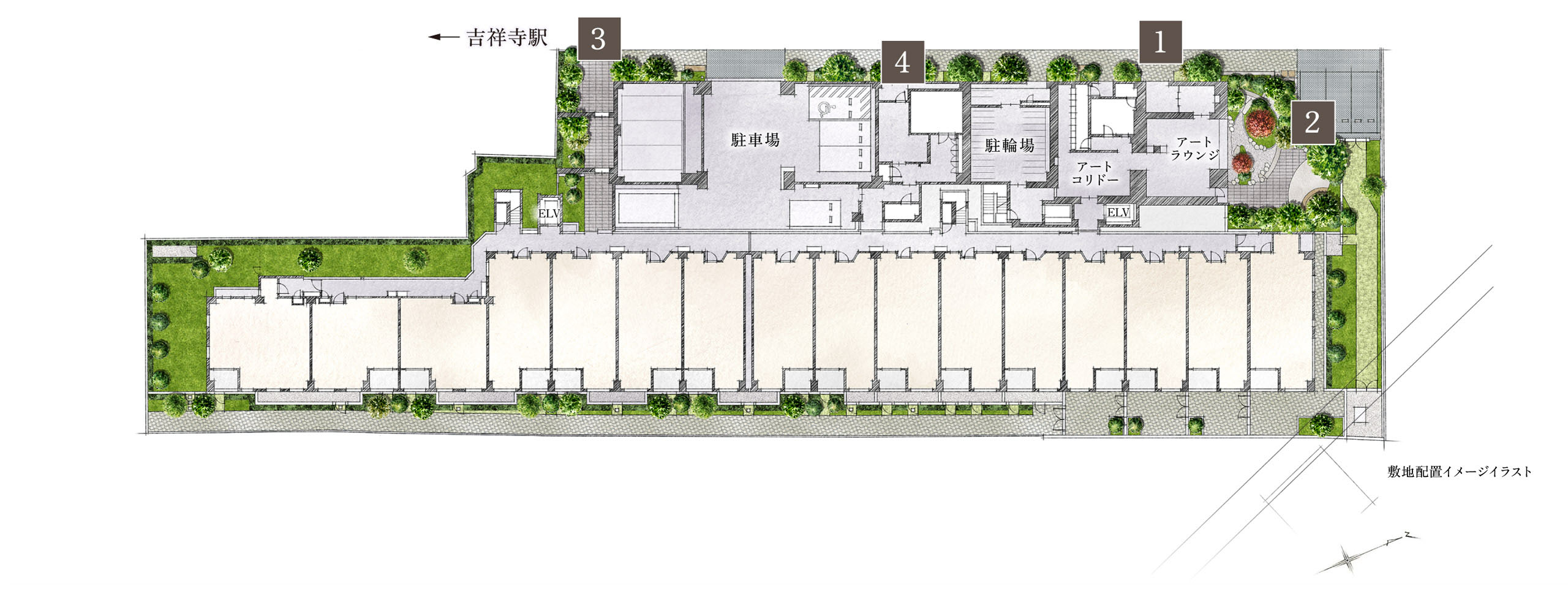 パークホームズ吉祥寺東町 外構・植栽計画 完成予想図