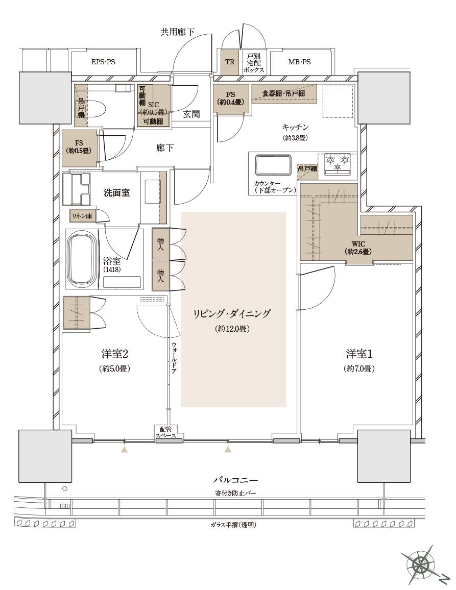 ザ・パークハウス武蔵小杉タワーズ N-66A TYPE 間取り図